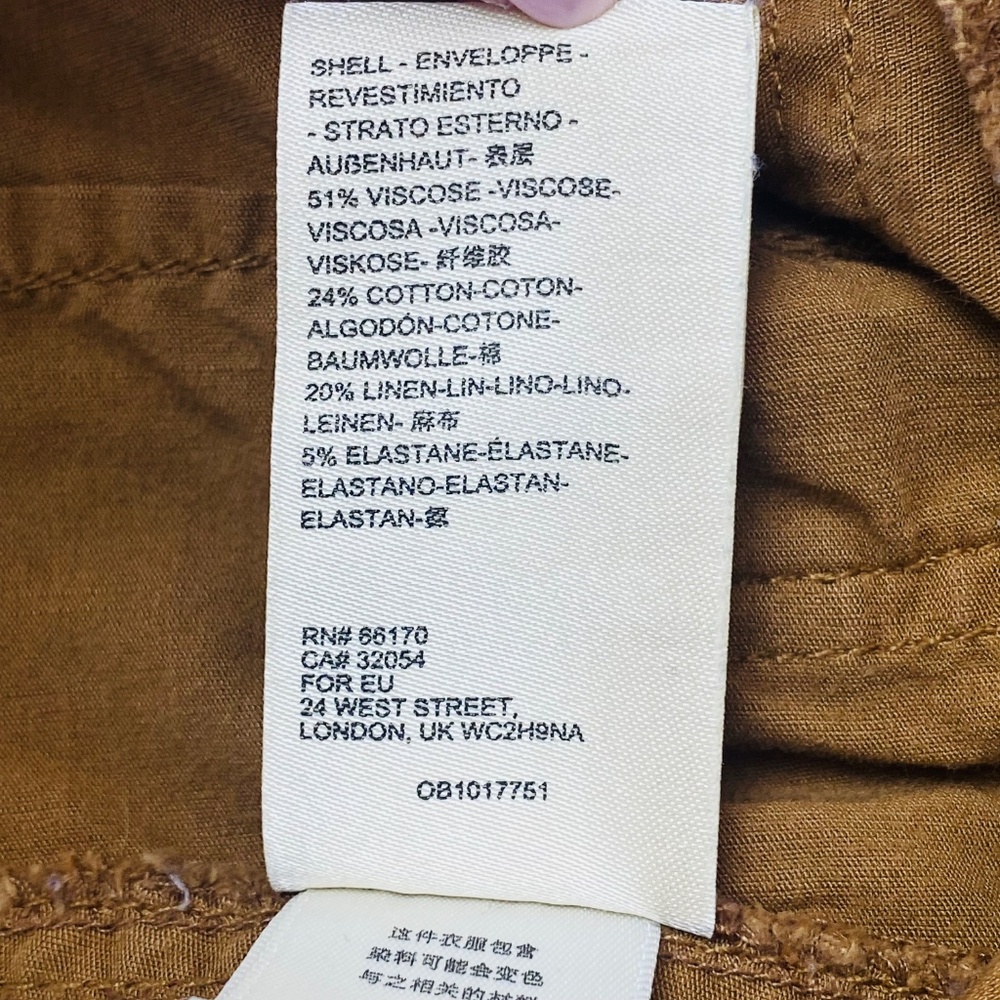 ANTHROPOLOGIE Linen Blend Crop Wide-Leg Pants in Tan Size 25 - Picture 10 of 10